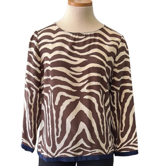 J.Crew Zebra Print Top, Brown, size 8 - Picture 3 of 10